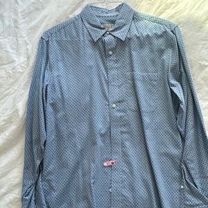 Club Monaco Polka Dot Blue Shirt, M, Slim Fit
